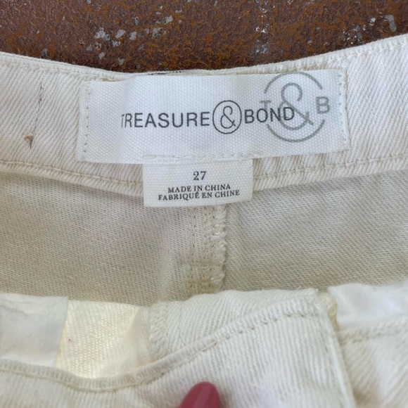 Treasure & bond Cream high-rise shorts with frayed hem sz 27 - Picture 3 of 4